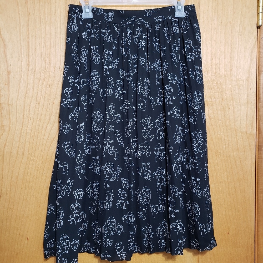 A New Day black and white face print midi skirt.